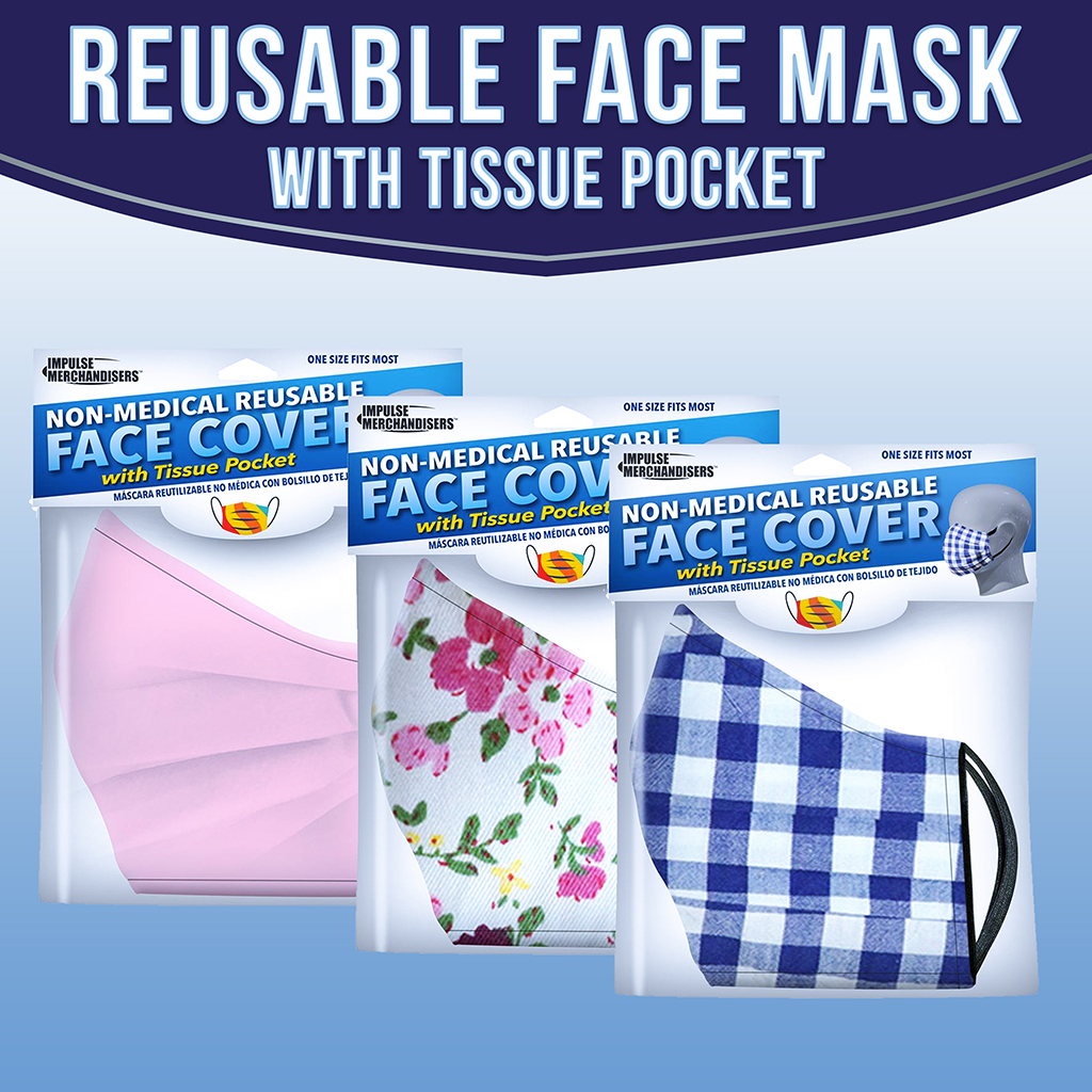 Reusable Face Cover with Tissue Pocket