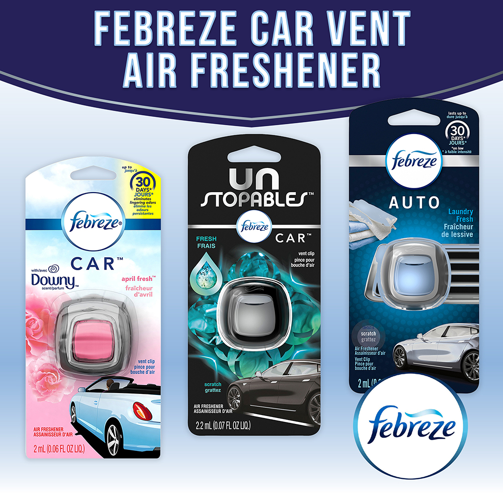 3pcs FEBREZE Car Air Fresheners & Odor Eliminator with Vent Clip