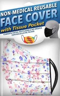 Reusable Face Cover with Tissue Pocket