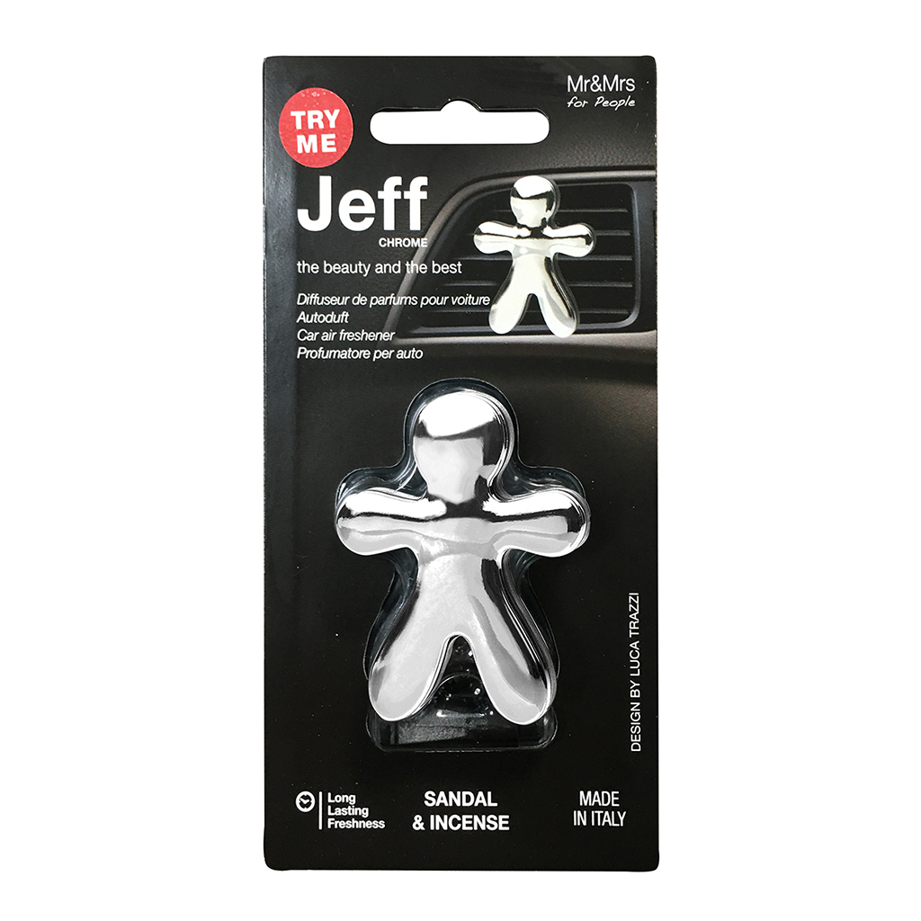 Jeff Air Freshener - Chrome Silver Sandal Incense CASE PACK 8