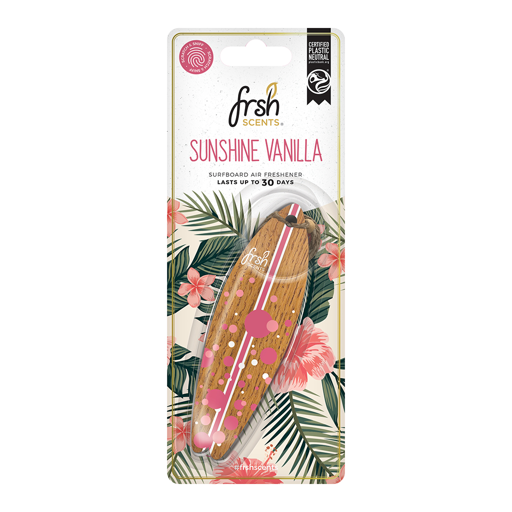FRSH Surfboard Hanging Air Freshener - Sunshine Vanilla CASE PACK 6