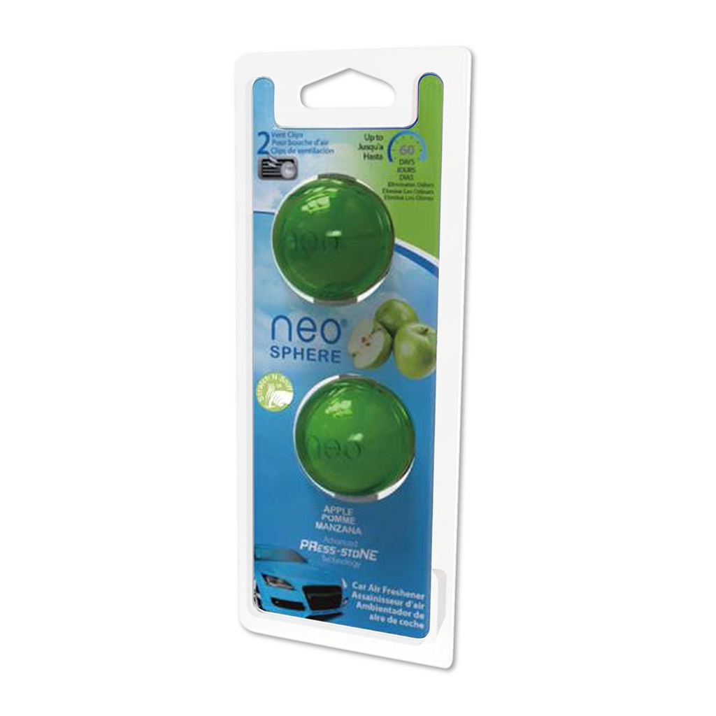 Neo Sphere Vent Clip Air Freshener 2 Pack- Apple CASE PACK 4