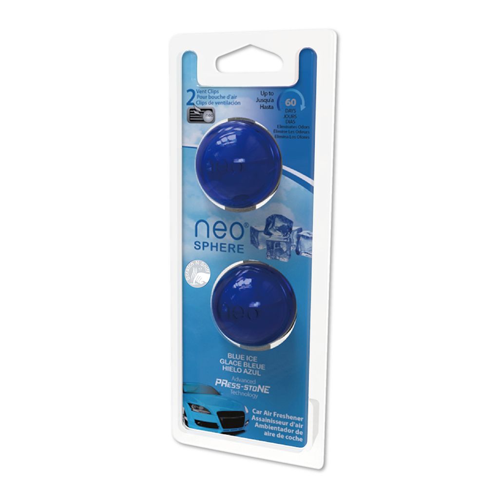 Neo Sphere Vent Clip Air Freshener 2 Pack- Blue Ice CASE PACK 4