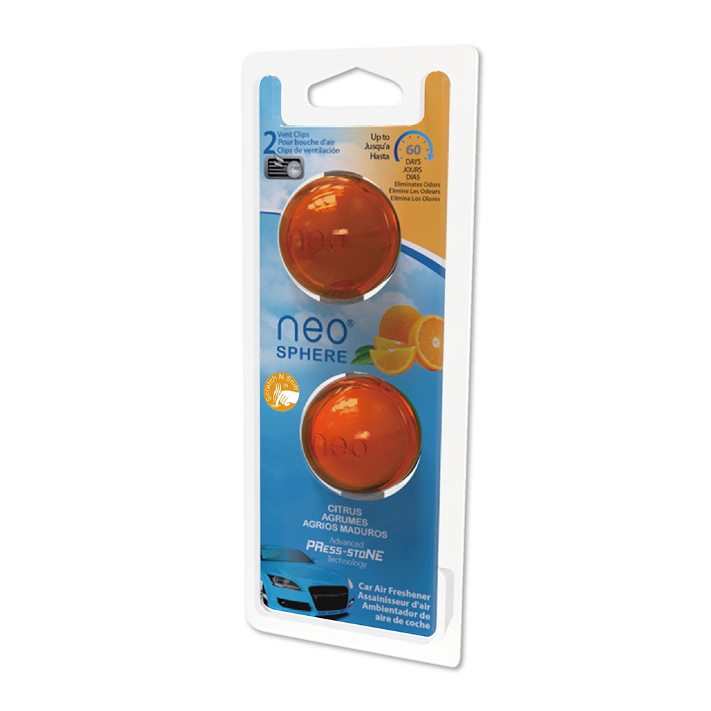 Neo Sphere Vent Clip Air Freshener 2 Pack- Citrus CASE PACK 4