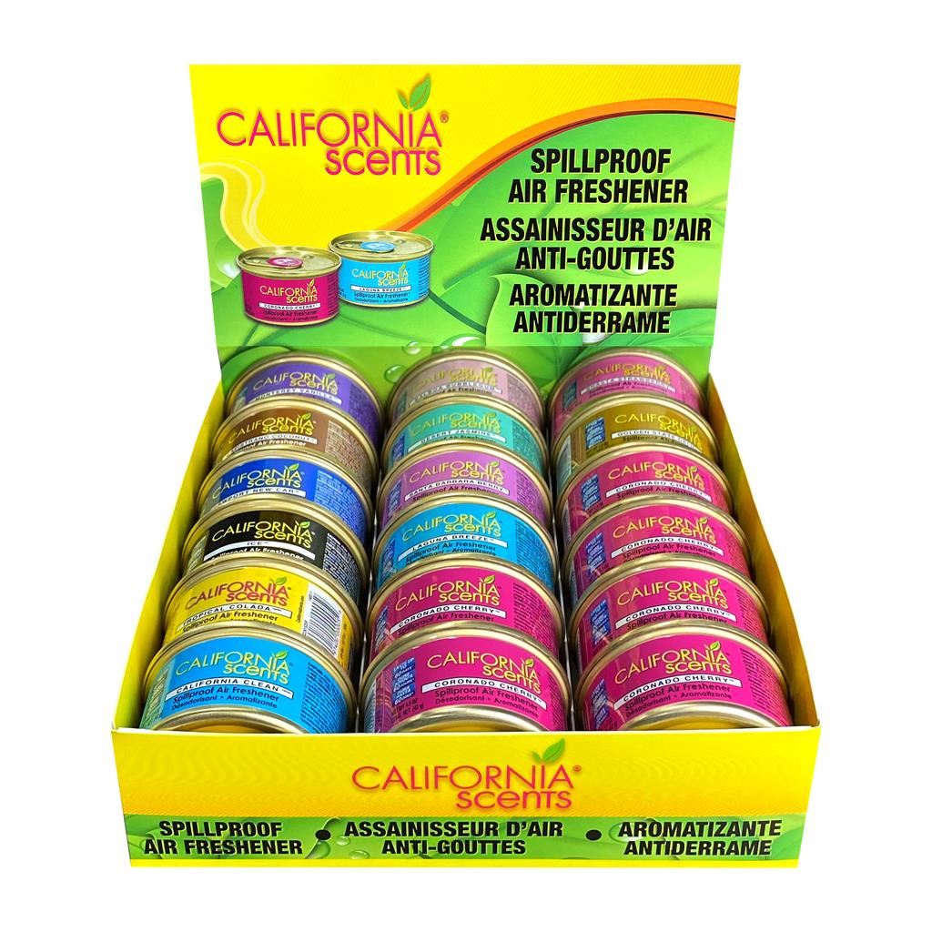 California Scents Can Air Freshener Display - 18 Piece Assortment