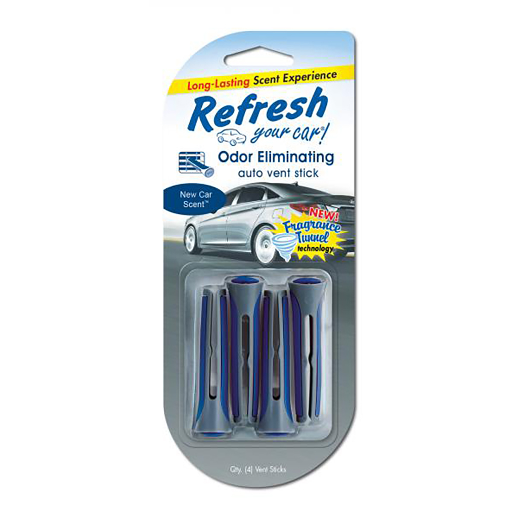 Refresh 2 Prong Vent Stick Air Freshener - New Car CASE PACK 4