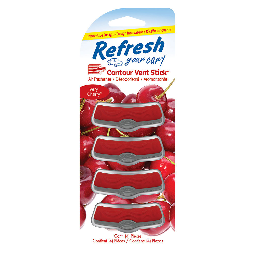 Refresh Contour Vent Stick Air Freshener 4 Pack - Very Cherry CASE PACK 6