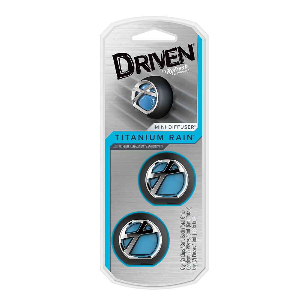 Driven Mini Vent Diffuser Air Freshener 2 Pack - Titanium Rain CASE PACK 4