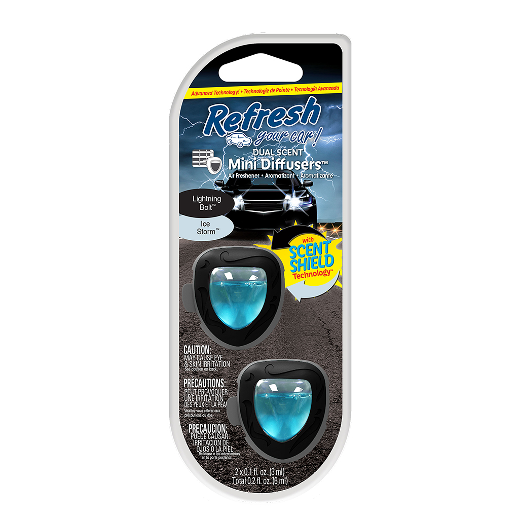 Dual Mini Membrane Air Freshener Lightning Bolt/Ice Storm 2 Pack CASE PACK 4