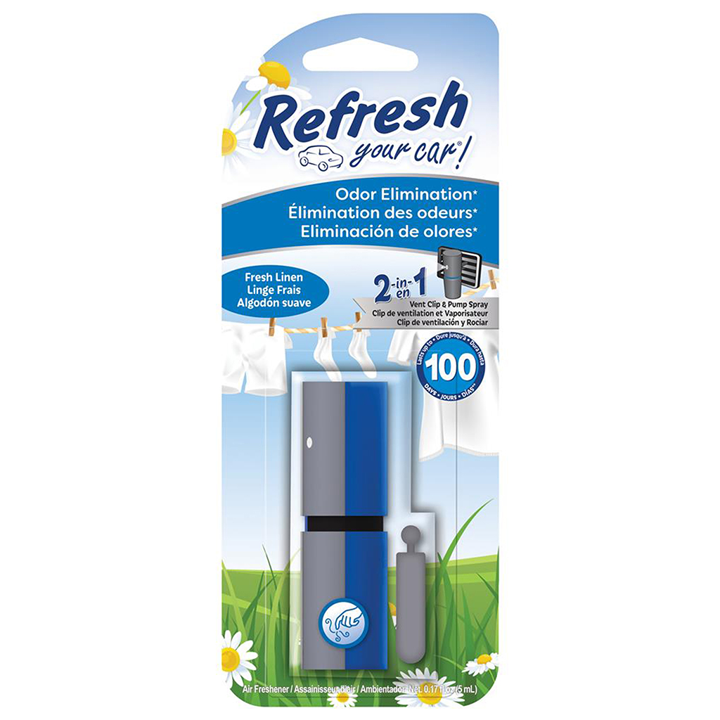 Refresh Odor Elimination Vent Clip Pump Spray- Fresh Linen CASE PACK 4