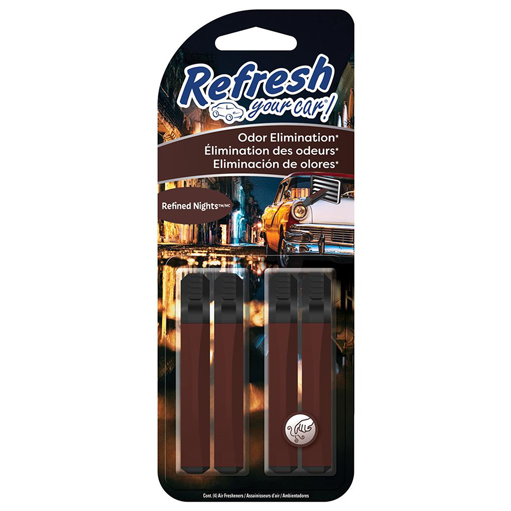 Refresh Auto Vent Stick Air Freshener 4 Pack - Refined Nights CASE PACK 6