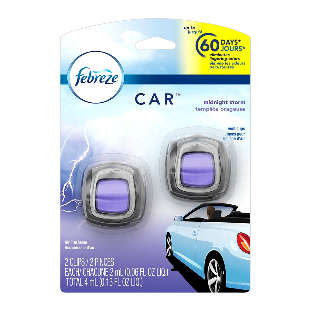 2 Packs Febreze Car 0.13 Oz Linen & Sky 2 Count Air Freshener Vent Clips