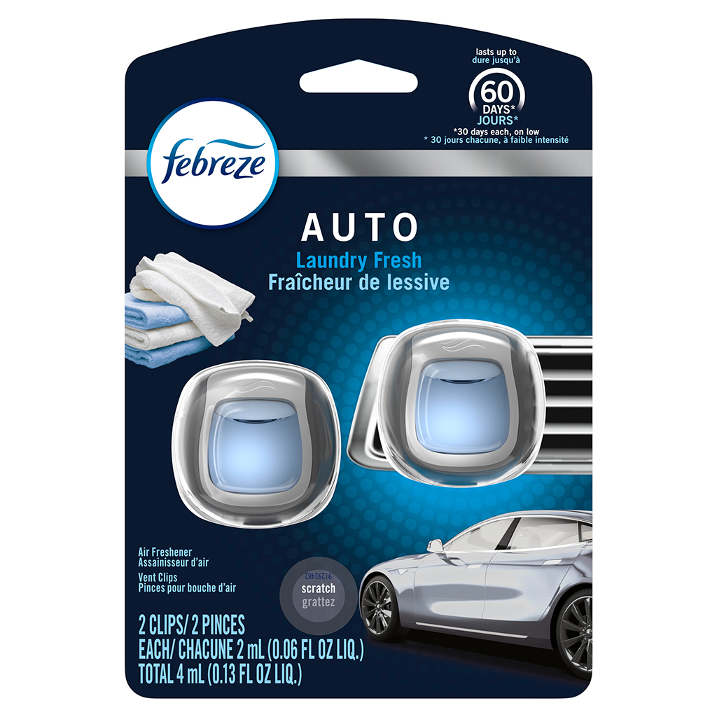 Febreze Auto Vent 2 Count Air Freshener - Laundry Fresh CASE PACK 8