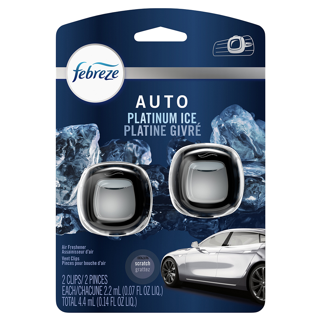 Febreze Car Vent 2 Count Air Freshener - Platinum Ice CASE PACK 8