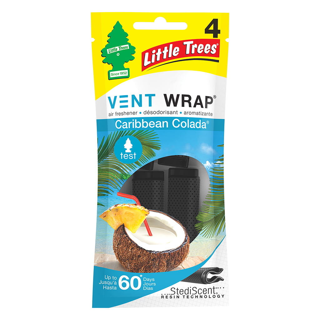 Little Tree Vent Wrap Air Freshener - Caribbean Colada CASE PACK 4