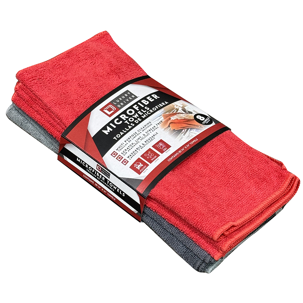 Luxury Driver 14 Inch x 14 Inch 8 Piece Microfiber Towel Bundle