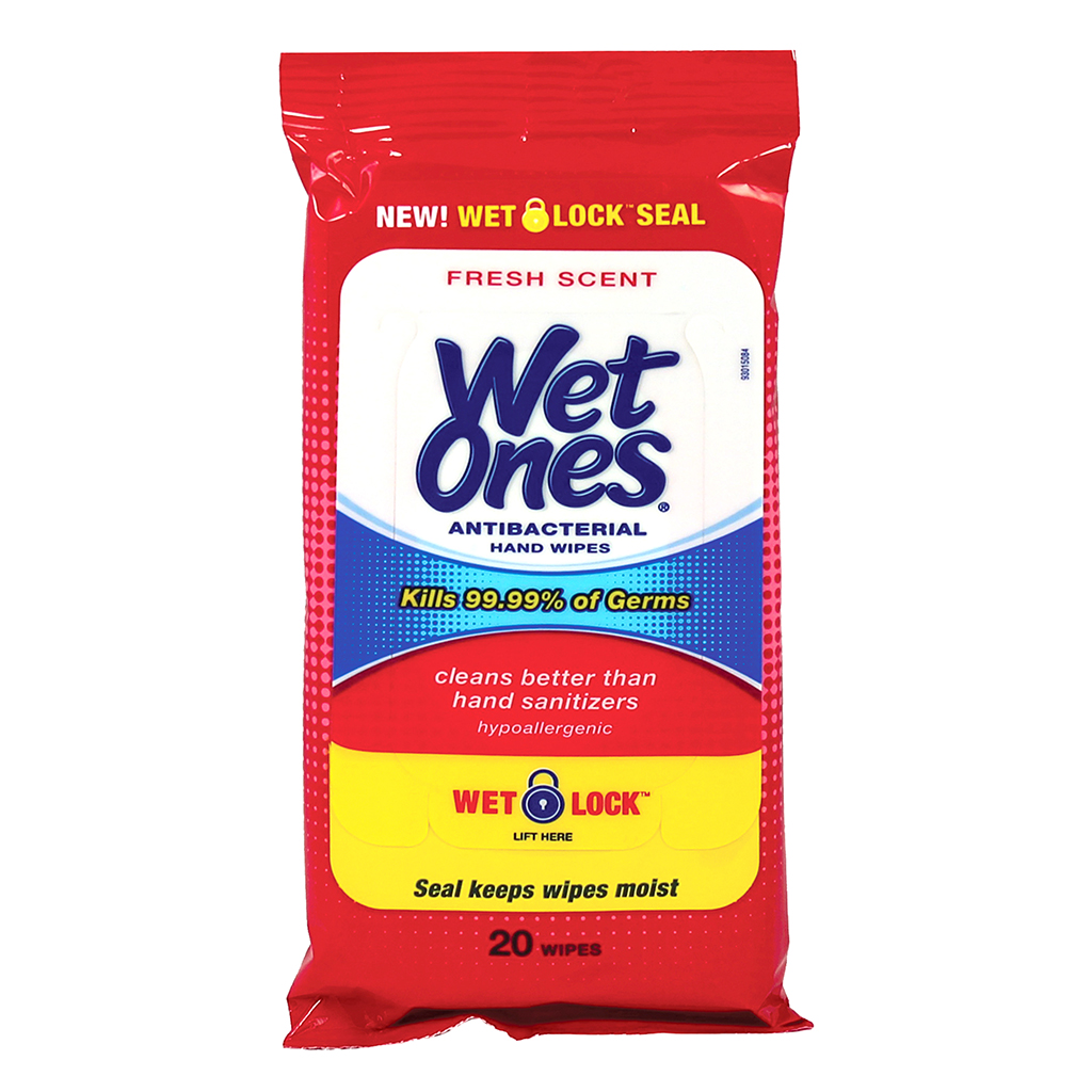 Antibacterial Wet Ones - 20 Count Pack CASE PACK 10