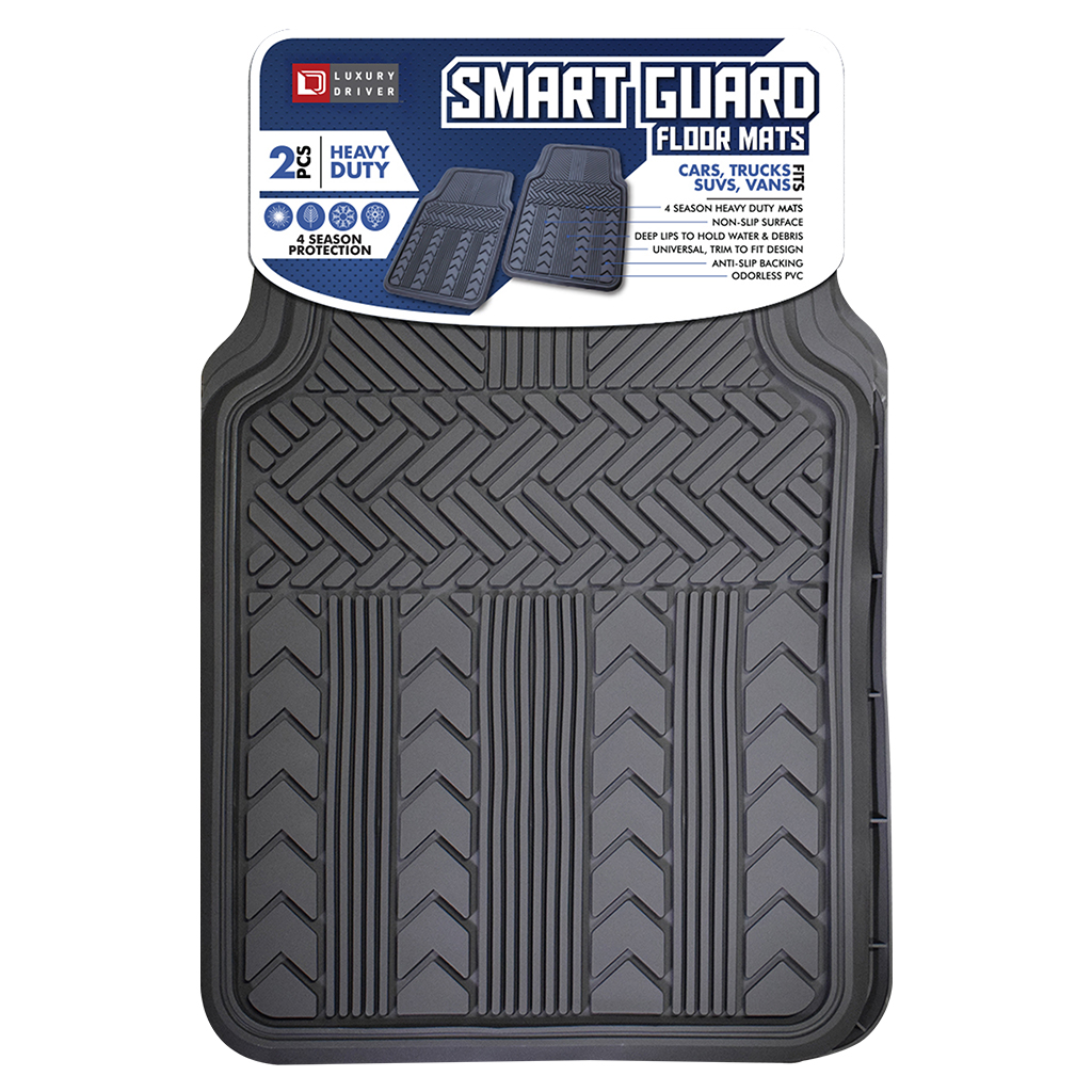 Heavy Duty 2 Piece Winter All Weather Car Mat - Grey