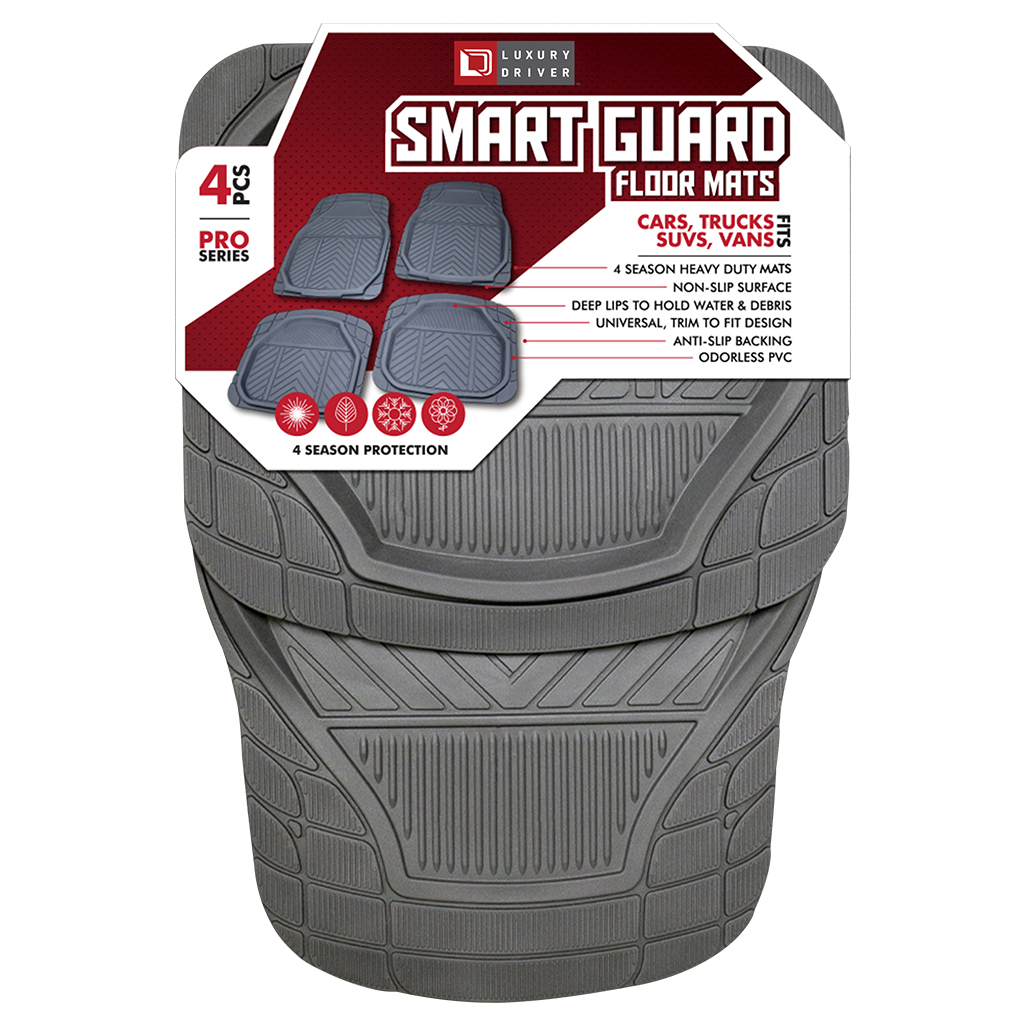 Smart Guard 4 Piece Pro Floor Mats- Gray