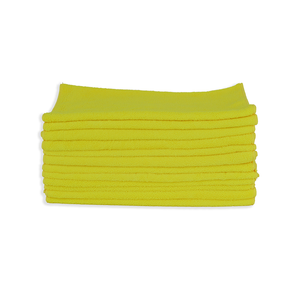 High Grade Overlock Edge Microfiber Towel 16x24 Bright Yellow- 1 Dozen