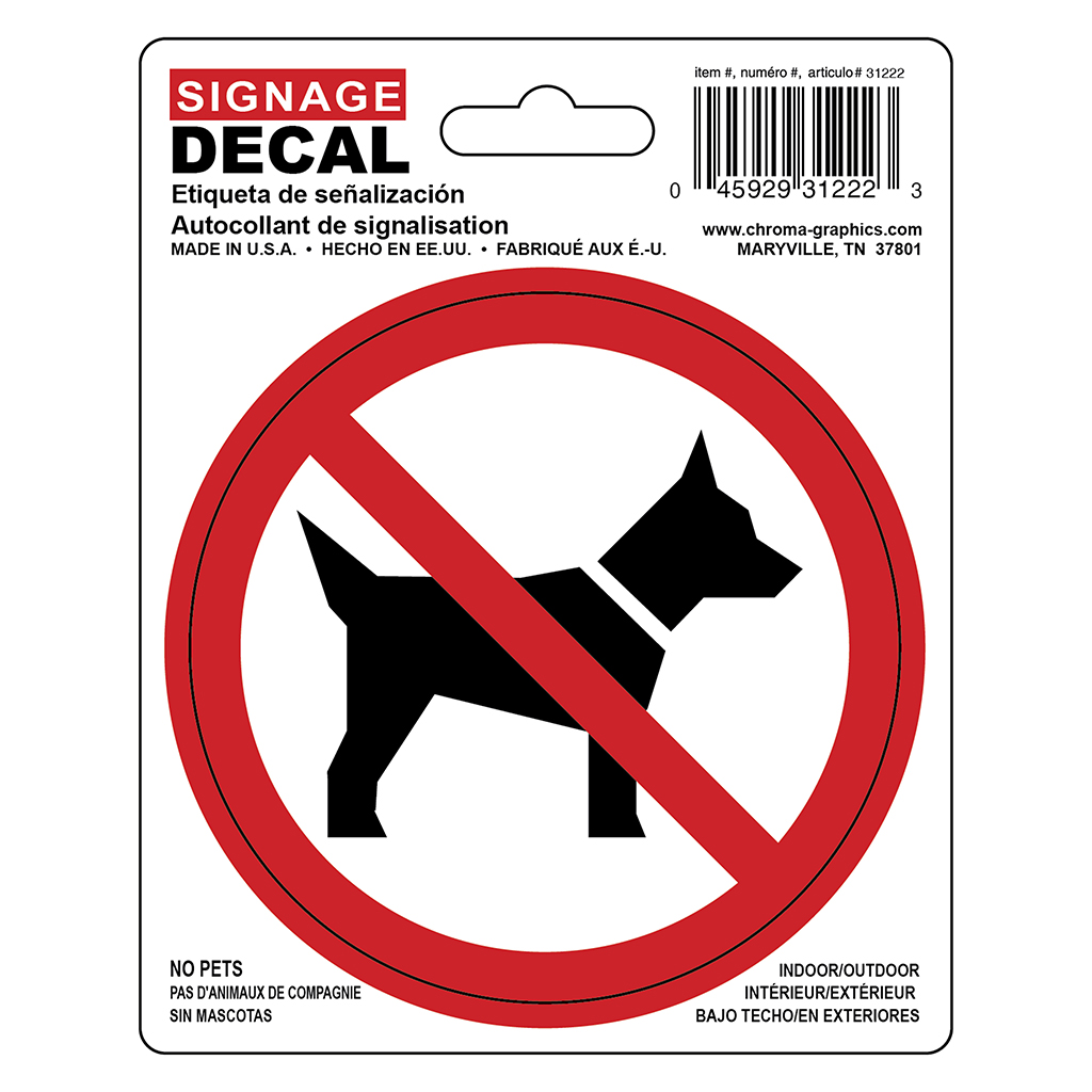 Safety Decal - No Pets