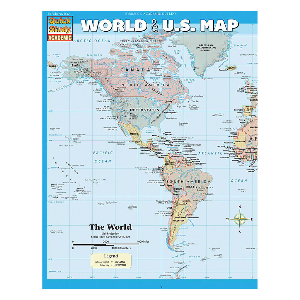 Quick Study-World & Us Map - 5 Pack