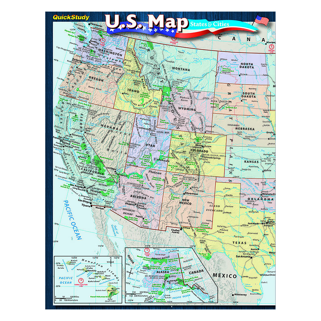 Quick Study-U. S Map States And Cities Guide - 5 Pack
