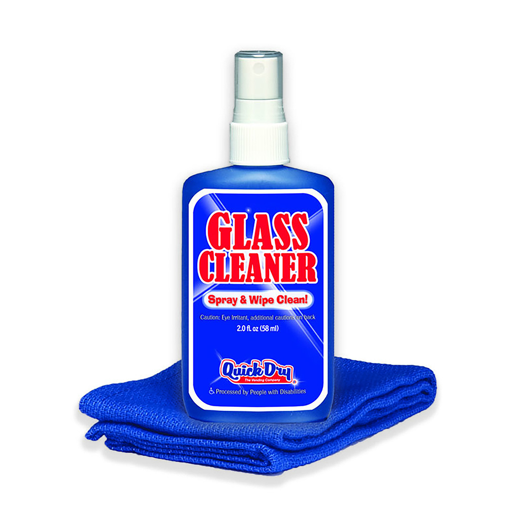 Quick Dry Glass Cleaner 2 Ounce and Towel - 100 Case