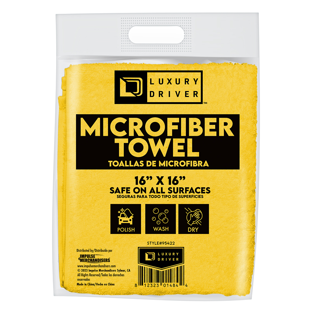 Luxury Driver 16 Inch x 16 Inch Microfiber Dry Vending Towel - 100ct  - Yellow