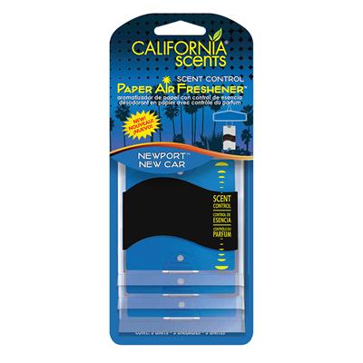 California Scents 3 Pack Paper Air Freshener - Newport New Car CASE PACK 4