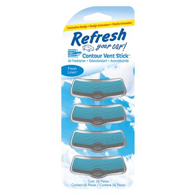Refresh Contour Vent Stick Air Freshener 4 Pack - Fresh Linen CASE PACK 6