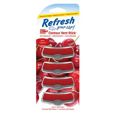 Refresh Contour Vent Stick Air Freshener 4 Pack - Very Cherry CASE PACK 6
