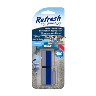 Refresh Odor Elimination Vent Clip Pump Spray- New Car/Cool Breeze CASE PACK 4
