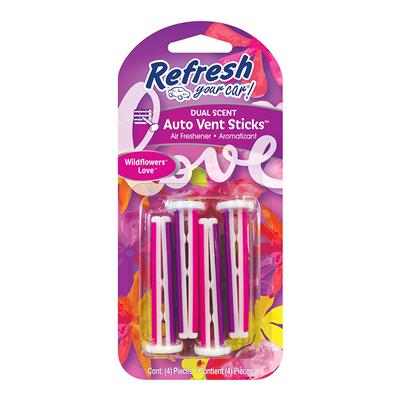Refresh Dual Scent Vent Stick Air Freshener - Wildflower/Love CASE PACK 6