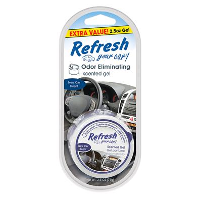 Refresh 2.5 Ounce Gel Canister Air Freshener - New Car CASE PACK 4