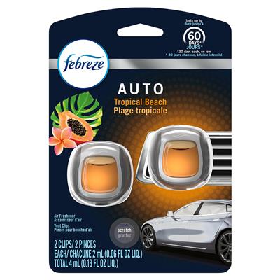 Febreze Auto Vent 2 Count Air Freshener - Tropical Beach CASE PACK 8