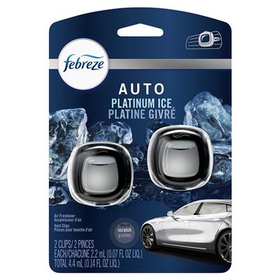 Febreze Auto Vent 2 Count Air Freshener - Platinum Ice CASE PACK 8