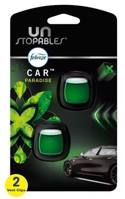 Febreze Car Vent 2 Count Air Freshener - Unstopables Paradise CASE PACK 8
