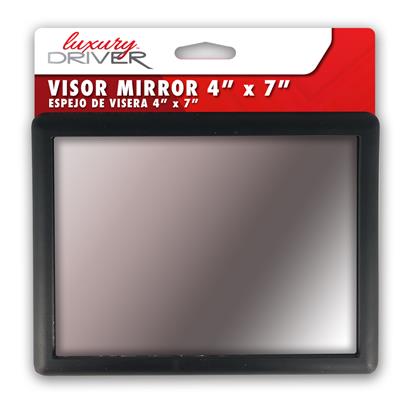 Luxury Driver 4" x 7" Visor Mirror - Black CASE PACK 6