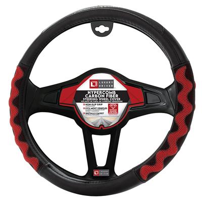 Luxury Driver Hypercomb Carbon Fiber Steering Wheel Cover Black/Red