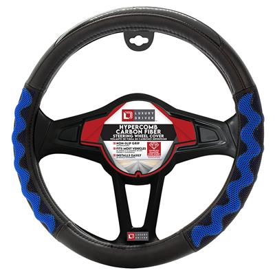 Luxury Driver Hypercomb Carbon Fiber Steering Wheel Cover Black/Blue