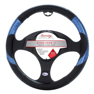 Luxury Driver Steering Wheel Cover - High Tech 11 Blue