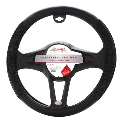 Luxury Driver Steering Wheel Cover - Distressed Leather