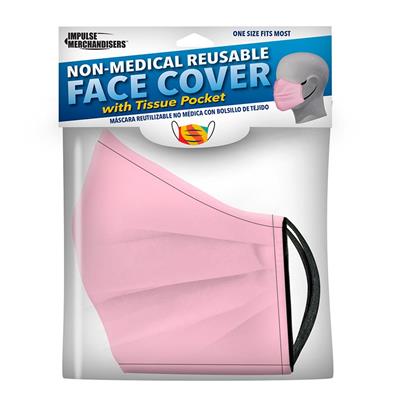 Non-Medical Reusable Face Mask With Tissue Pocket - Pink CASE PACK 24