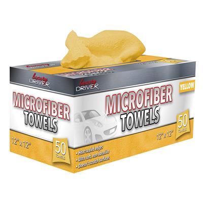 Luxury Driver Pop Up 12 Inch X 12 Inch Microfiber Towel 50 Ct - Yellow