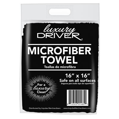 Luxury Driver 16 Inch X 16 Inch Microfiber Dry Vending Towel - Each - Black CASE PACK 100
