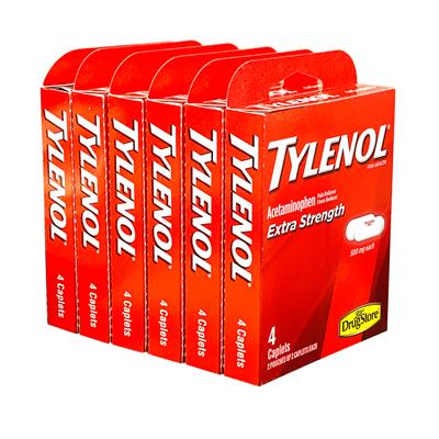 Tylenol Es Caplets Tray Display (4 Count) - 6 Piece