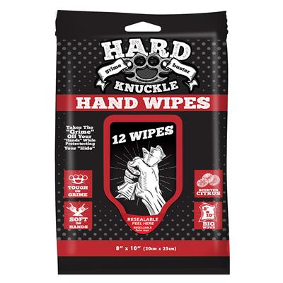 Hard Knuckle Citrus Hand Wipe - 12 Count CASE PACK 6