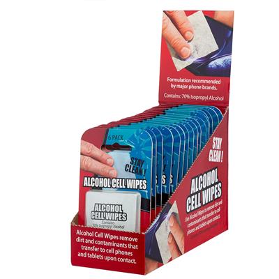 Alcohol Cell Wipes 6 piece - 16 Pack Display CASE PACK 6