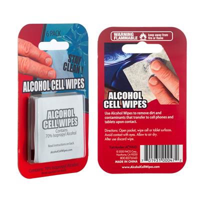 Alcohol Cell Wipes 6 piece - 16 Pack Display CASE PACK 6